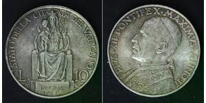 VATICAN 10 Lire 1940/II - Silver 0.835 - Pius XII. - VF - 1135