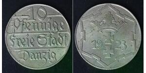 DANZIG 10 Pfennig 1923 - Copper/Nickel - aUNC - 2278