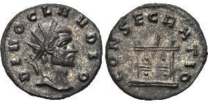 DIVUS CLAUDIUS II GOTHICUS (Died 270). Antoninianus. Cyzicus. Obv: DIVO CLAVDIO. Radiate head right. Rev: CONSECRATIO. Altar. RIC 261. Condition: Good very fine. Weight: 2.8 g. Diameter: 19 mm.