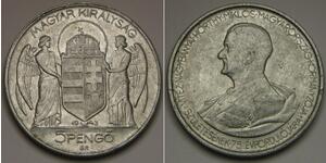 HUNGARY 5 Pengo 1943 BP - Aluminum - 75 Birthday of Miklos Horthy - XF - 3775 *