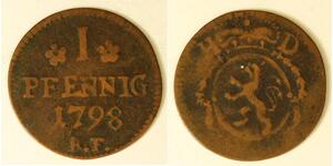 HESSE DARMSTADT 1 Pfennig 1798 .R.F. - Copper - Ludwig IX. - 120