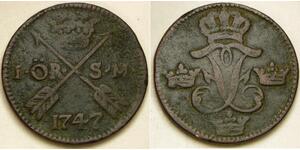 SWEDEN 1 Ore 1747 - Copper - Frederick I. - VF - 2572 *