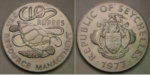 SEYCHELLES 10 Rupees 1977 - Copper-Nickel - F. A. O. - aUNC - 183 *