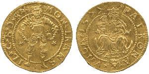 WORLD COINS, ROMANIA, Principality of Transylvania. Christoph Báthori (1576-1581), Gold Ducat, 1577, Hermannstadt, « MON « TRANS IL « C « B « D « S , St Ladislas standing facing in full armour, h ...