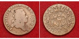  
  1769, Poland, Stanislaw II. nice Copper 3 Grosze (3 Kruzierz) Coin. VF/VF+  Mint Year: 1769  Reference: KM-182.  Denomination: 3 Grosze (½ Szostak / 3 Kruzierz) Condition: Planchet imperfecti ...