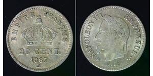 FRANCE 20 Centimes 1867 BB - Silver 0.835 - Napoleon III. - VF - 4366