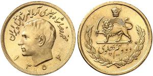 1354,IRAN. Mohammad Reza Pahlavi Shah, 1320-1358 SH (1941-1979). 2 1/2 Pahlavi SH 1354 (1975). 20.27 g. KM 1201. Fr. 100. FDC / Uncirculated. (~€ 615/USD 705)