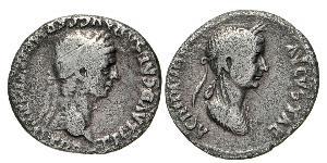 AGRIPPINA JUNIOR (figlia di Germanico e Agrippina, moglie di Claudio † 59) Denario.Denario. D/ Busto di Claudio R/ Busto di Agrippina. Coh. 4 RIC 81 Tredici 2 Ag 3,26 Molto rara • Ex Gorny & Mosc ...