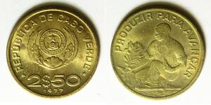 CAPE VERDE 2-1/2 Escudo 1977 - F.A.O. - Nickel/Bronze - XF/aUNC - 2366