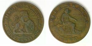 SPAIN 10 Centimos 1870 OM - Copper - Provisional Government - 4432