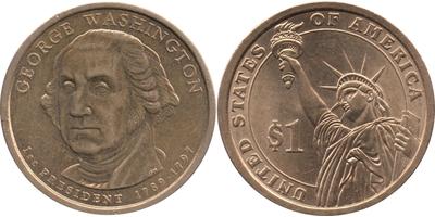 2007,KM-401, Schön-404 Country United States Year 2007 Value 1 Dollar (1 USD) Metal Manganese-b ...