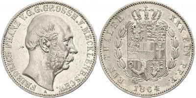 Mecklenburg-Schwerin, Friedrich Franz II. Taler 1864 A. Jaeger 58, Thun 215, AKS 38, Kahnt 293. ...