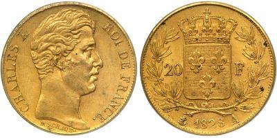 20 Franc Kingdom of France (1815-1830) Gold Karl X. von Frankreich (1757-1836)