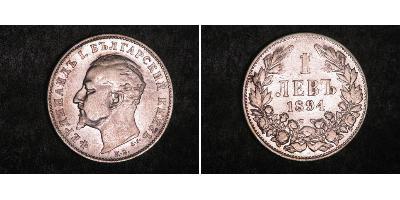 1 Lev Fürstentum Bulgarien (1878 - 1908) Silber Ferdinand I. von Bulgarien (1861 -1948)