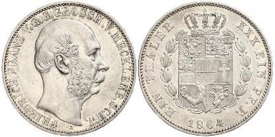 Mecklenburg-Schwerin, Friedrich Franz II. Taler 1864 A. Jaeger 58, Thun 215, AKS 38, Kahnt 293. ...