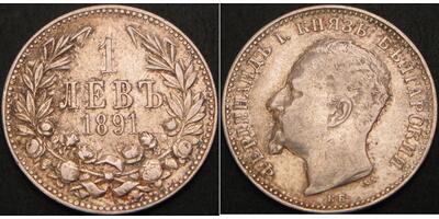 BULGARIA 1 Lev 1891 - Silver .835 - VF - 1155 