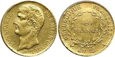 40 Franc Primo Impero francese (1804-1814) Oro Napoleone Bonaparte(1769 - 1821)