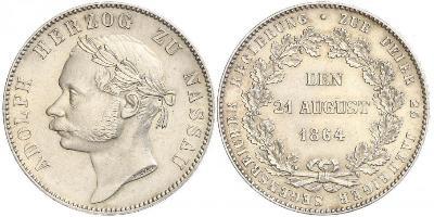 1 Thaler Duchy of Nassau (1806 - 1866) Silver Adolphe, Grand Duke of Luxembourg