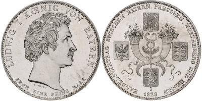 1 Thaler Königreich Bayern (1806 - 1918) Silber Ludwig I. (Bayern)(1786 – 1868)