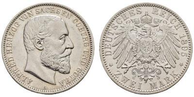 DEUTSCHLAND Deutsches Kaiserreich Sachsen-Coburg-Gotha, Herzogtum Alfred, 1893-1900. 2 Mark 189 ...