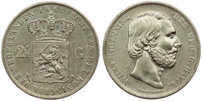 Netherlands - 2-1/2 Gulden 1865 - Willem III, Silver