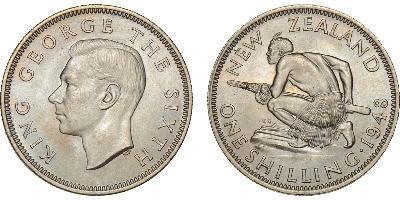 1 Shilling Nuova Zelanda Argento Giorgio VI (1895-1952)