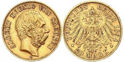20 Mark Kingdom of Saxony (1806 - 1918) Gold 