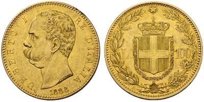 ITALIEN Königreich Umberto I. 1878-1900. 100 Lire 1888. 32.25 g. Pag. 570. Schl. 58. Fr. 18. Se ...