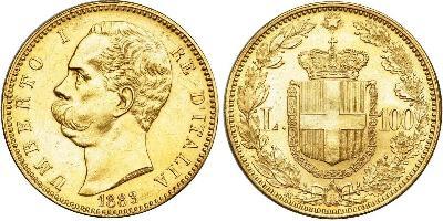 100 Lira Kingdom of Italy (1861-1946) Or Umberto I (1844-1900)