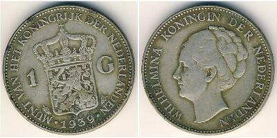 1 Gulden Königreich der Niederlande (1815 - ) Silber Wilhelmina (Niederlande)(1880 - 1962)