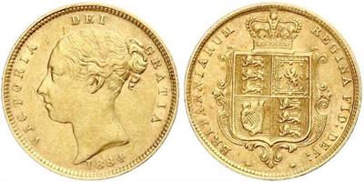 1884,Großbritannien. Victoria 1837-1901. 1/2 Sovereign 1884. Friedberg 389, Seaby 3861. GOLD. S ...