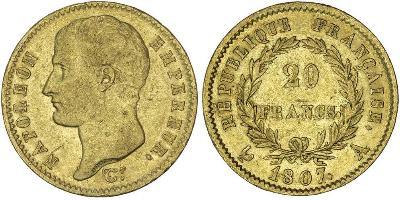 20 Franc First French Empire (1804-1814) Gold Napoleon (1769 - 1821)