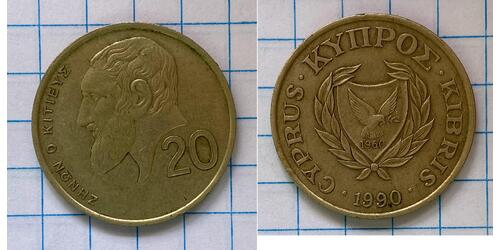 Cyprus | 20 Cents Coin | Zeno of Citium | 1989 - 1990